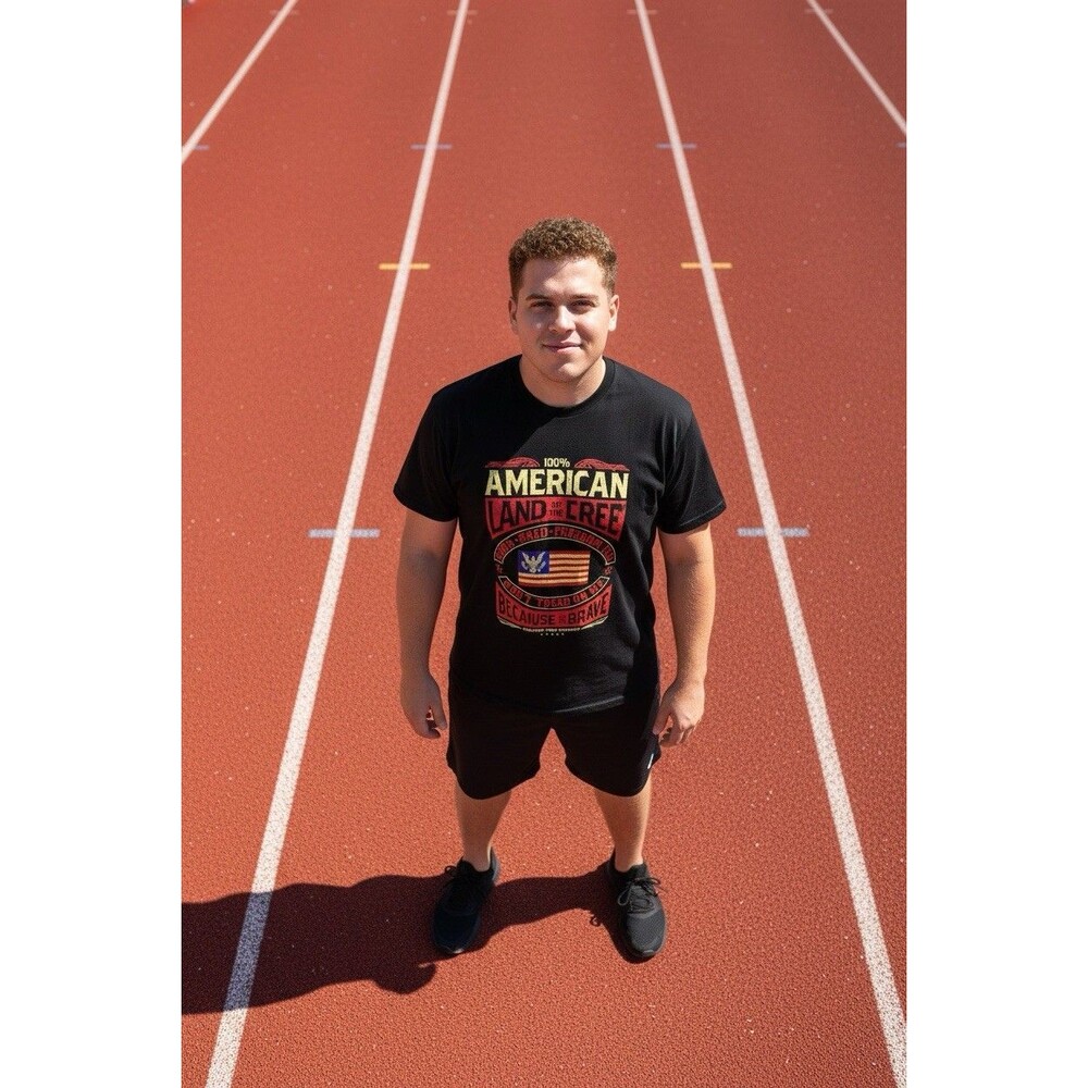 Fruit Of The Loom HD Cotton 100% American Land Of The Free Black XXL T-shirt